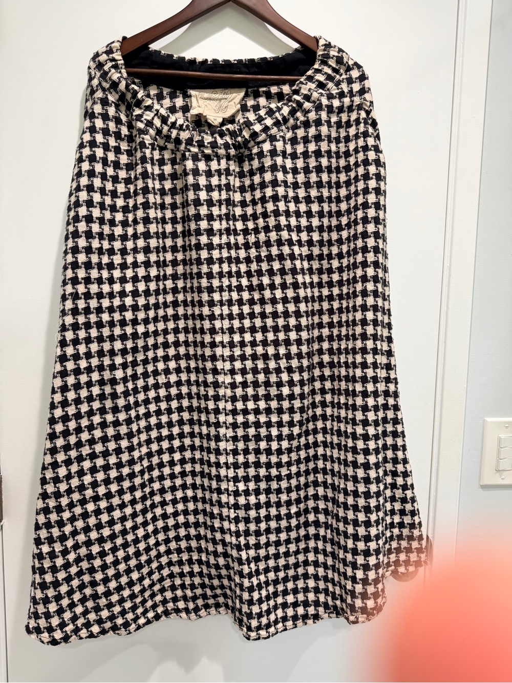 Ace & Jig Woven Houndstooth A-Line Skirt - Black & Cream flexible size Medium